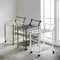 Fabulaxe Wood Serving Bar Cart Tea Trolley with 2 Tier Shelves and Rolling Wheels, Gold, Black and White QI003776.WT - alternate 7